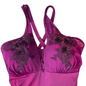 NWOT Swim365 Womens Purple Floral Embroidered One Piece Swimsuit Size 26 Swim